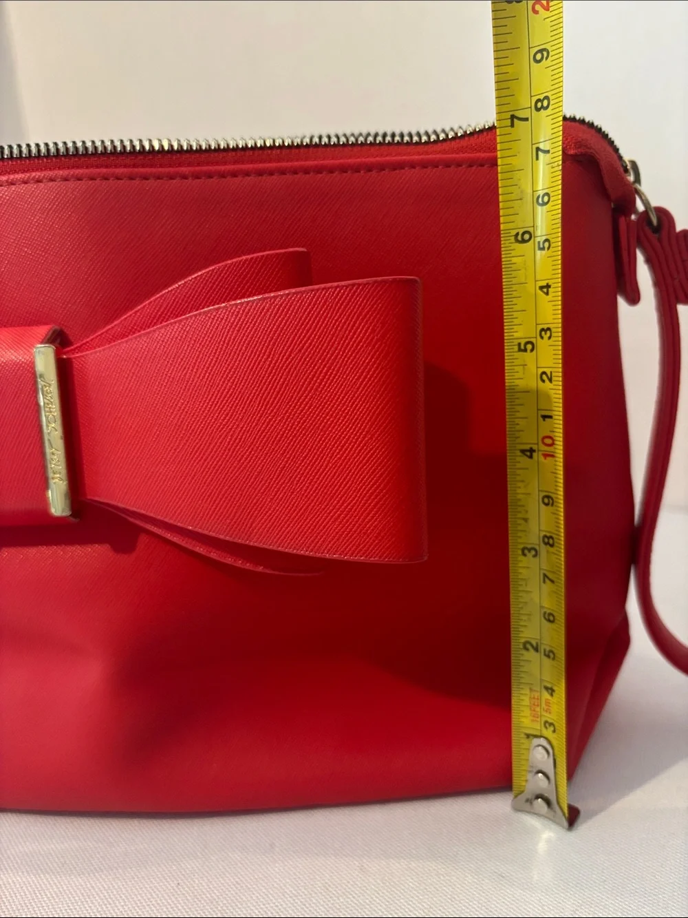 Betsy Johnson Red Bow Accent Women's Large Clutch Bag. - Picture 6 of 8